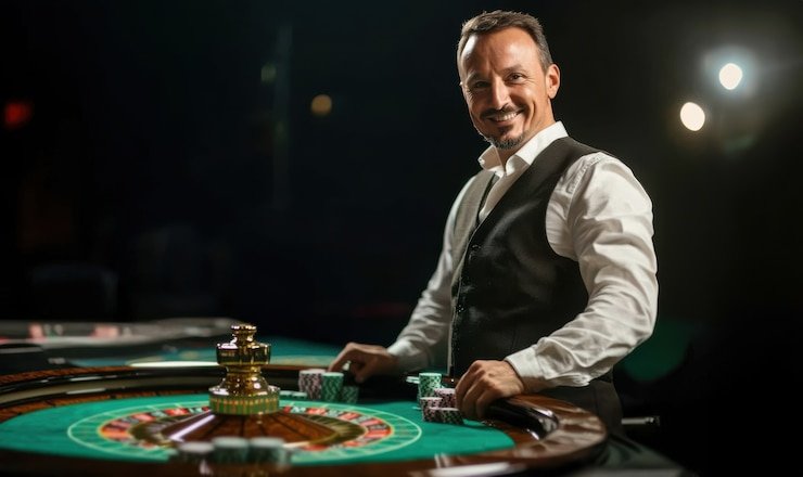 Studio dealer hidup Allbet dengan kamera multi-sudut dan dealer profesional